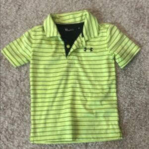 Under Armour Kids Neon Yellow Striped Polo